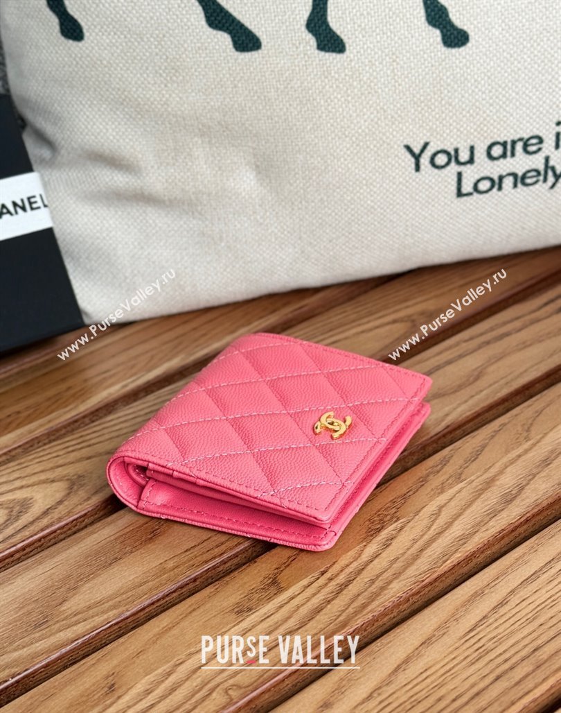 Chanel Grained Calfskin Short Wallet Dark Pink 2024 A84028 (SSZ-240627020)