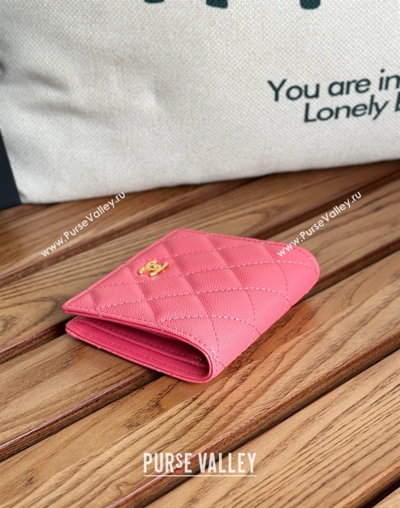 Chanel Grained Calfskin Short Wallet Dark Pink 2024 A84028 (SSZ-240627020)