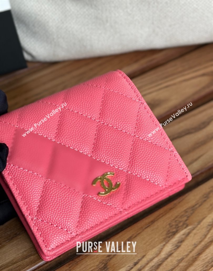 Chanel Grained Calfskin Short Wallet Dark Pink 2024 A84028 (SSZ-240627020)