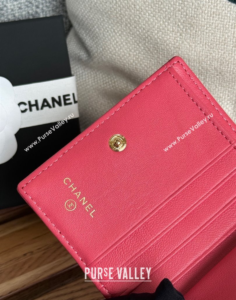 Chanel Grained Calfskin Short Wallet Dark Pink 2024 A84028 (SSZ-240627020)