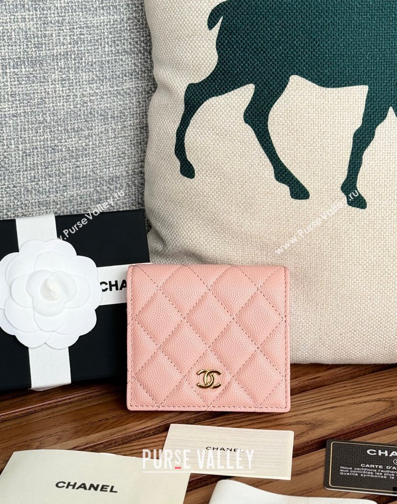 Chanel Grained Calfskin Short Wallet Light Pink 2024 A84028 (SSZ-240627021)