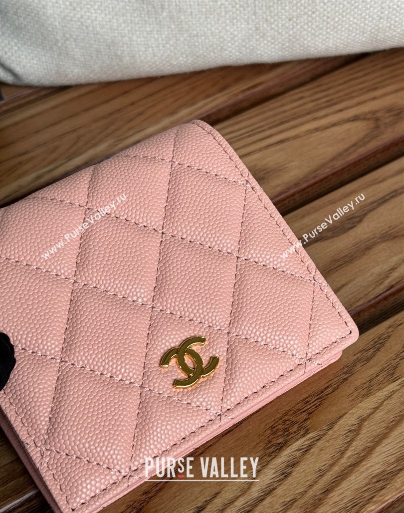 Chanel Grained Calfskin Short Wallet Light Pink 2024 A84028 (SSZ-240627021)