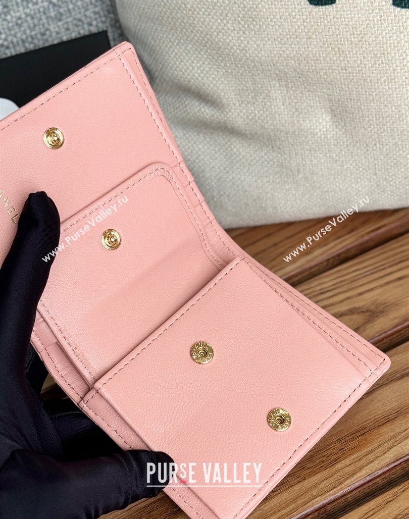 Chanel Grained Calfskin Short Wallet Light Pink 2024 A84028 (SSZ-240627021)