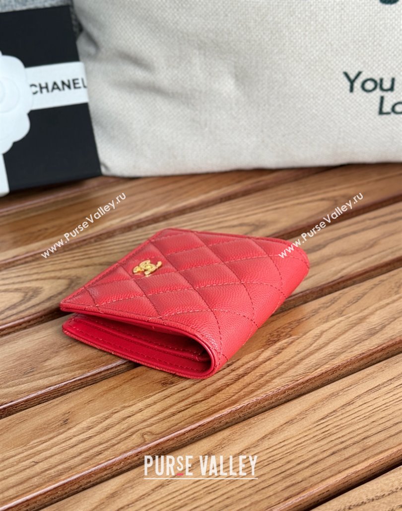 Chanel Grained Calfskin Short Wallet Red 2024 A84028 (SSZ-240627022)