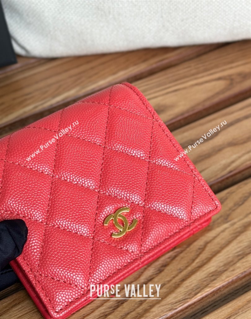 Chanel Grained Calfskin Short Wallet Red 2024 A84028 (SSZ-240627022)