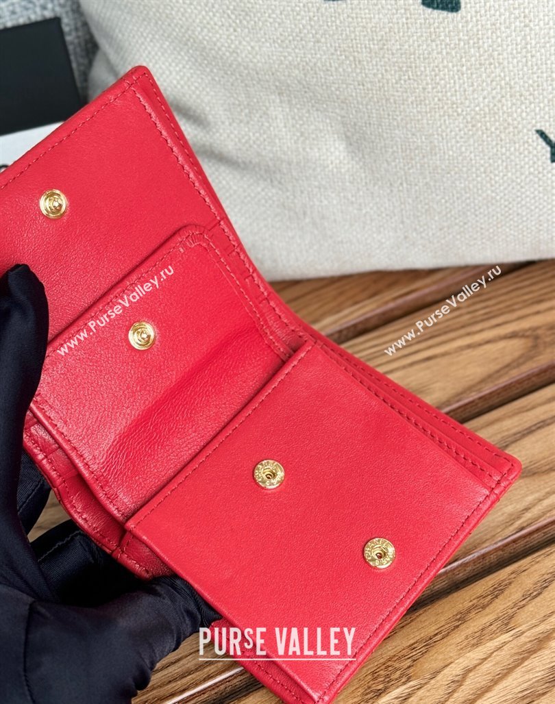 Chanel Grained Calfskin Short Wallet Red 2024 A84028 (SSZ-240627022)