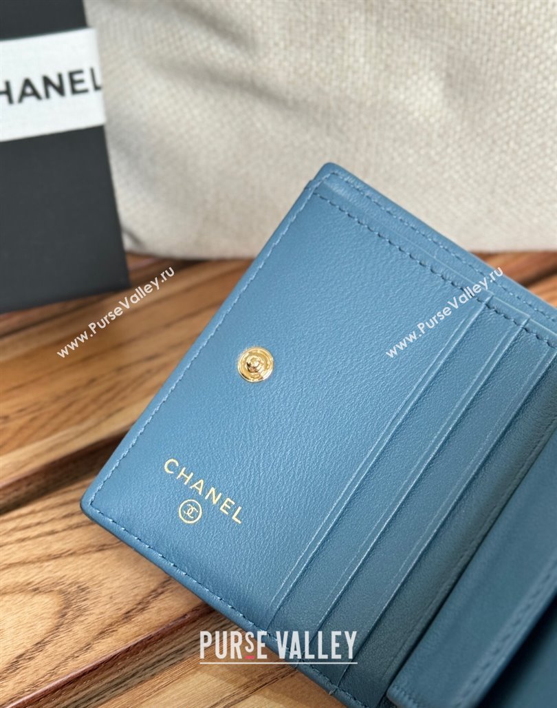 Chanel Grained Calfskin Short Wallet Blue 2024 A84028 (SSZ-240627023)