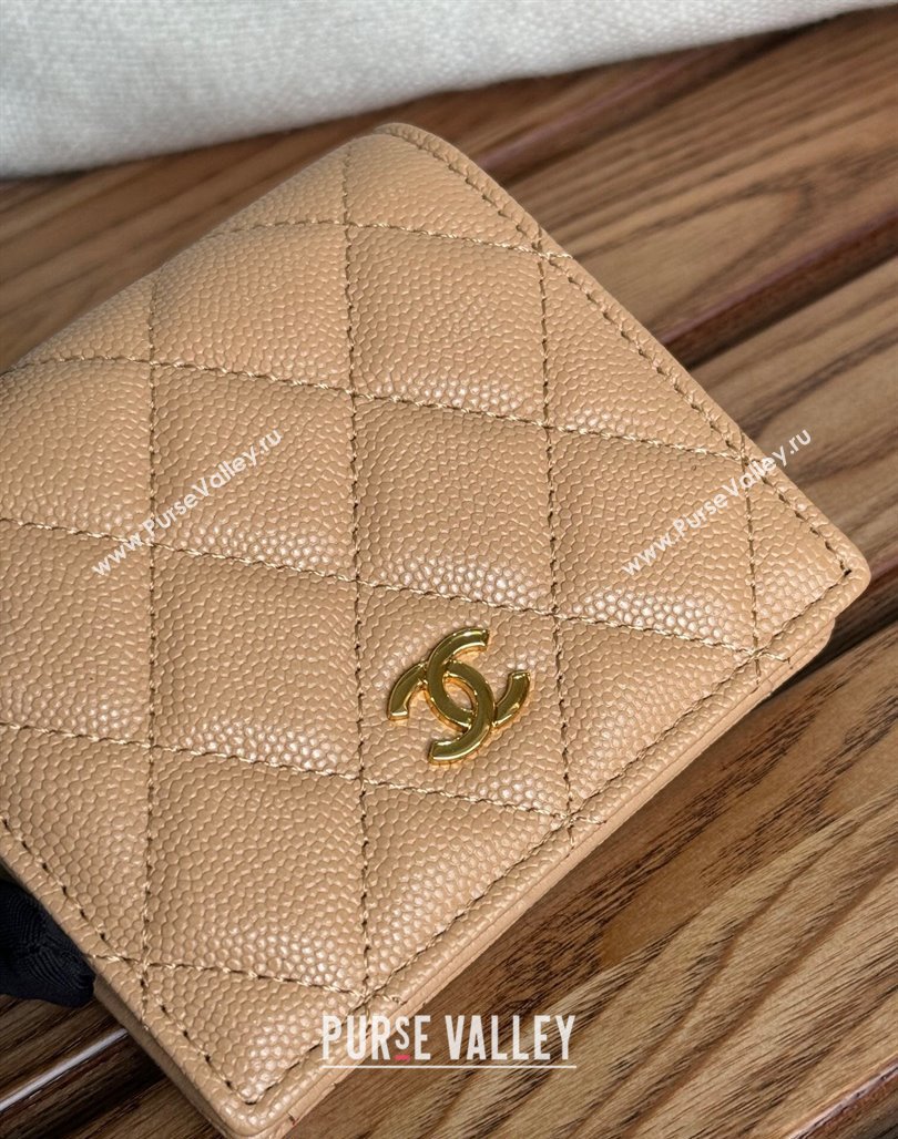 Chanel Grained Calfskin Short Wallet Beige 2024 A84028 (SSZ-240627024)