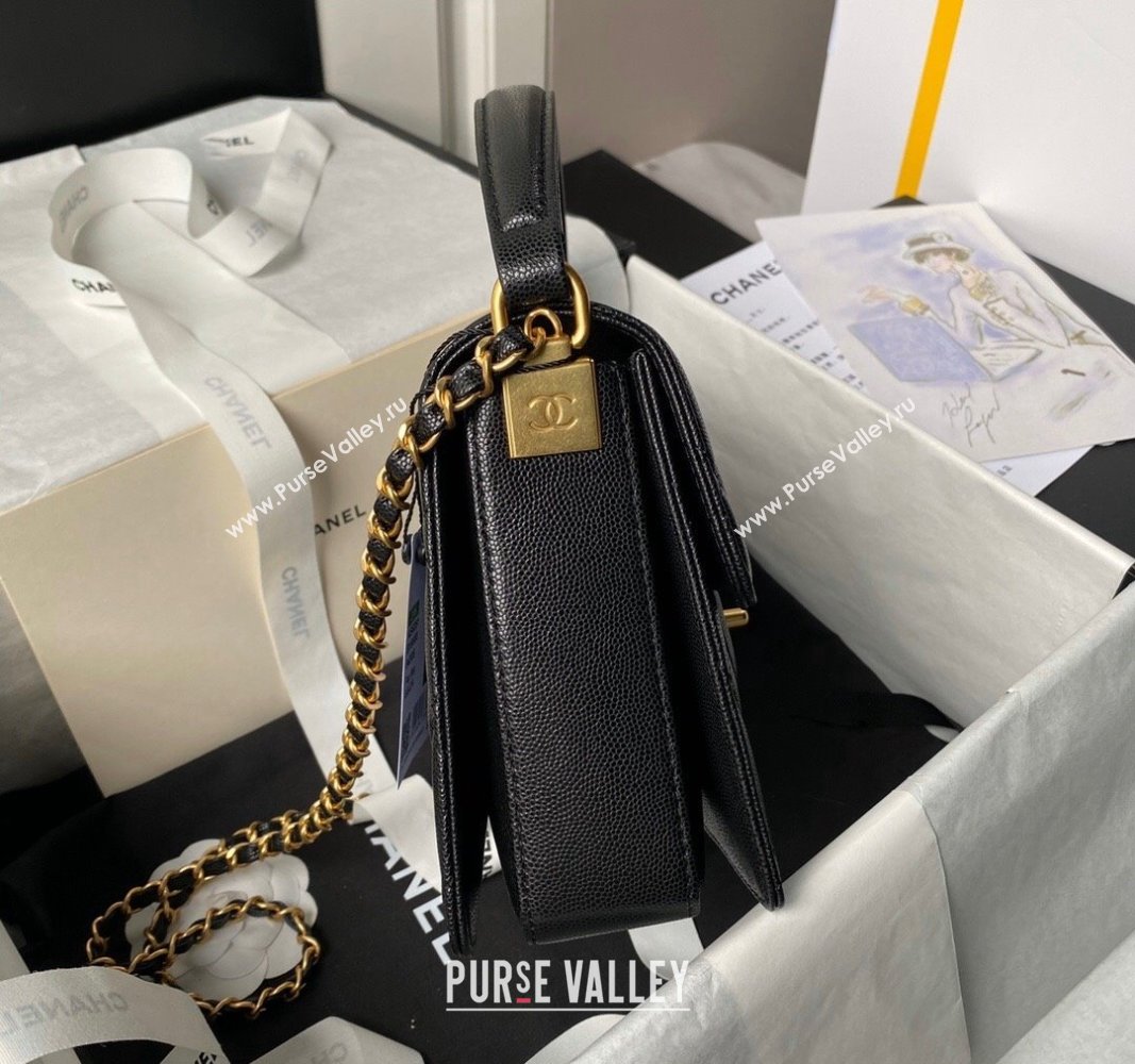 Chanel Grained Calfskin Flap bag with Top handle Black 2024 AS6261 (yezi-240627029)