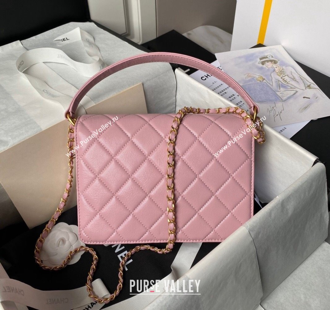 Chanel Grained Calfskin Flap bag with Top handle 2024 AS6261 (yezi-240627030)