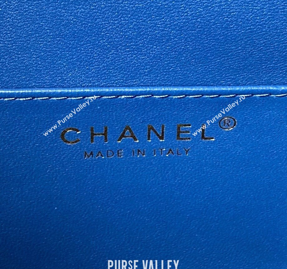 Chanel Grained Calfskin Flap bag with Top handle Blue 2024 AS6261 (yezi-240627032)