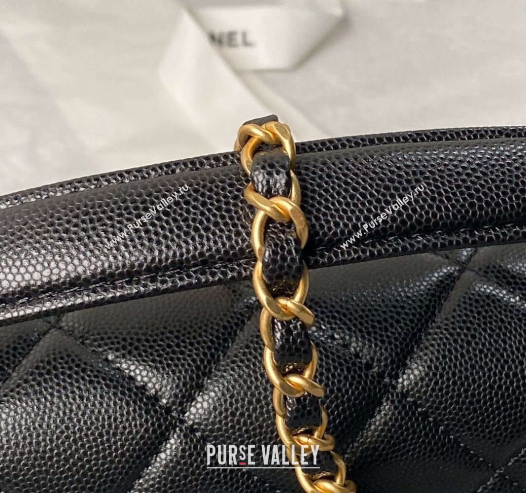 Chanel Grained Calfskin Small Flap bag with Top handle Black 2024 AS6262 (yezi-240627025)