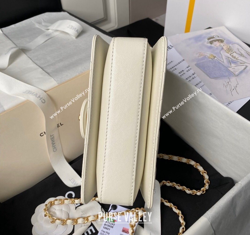 Chanel Grained Calfskin Small Flap bag with Top handle White 2024 AS6262 (yezi-240627027)