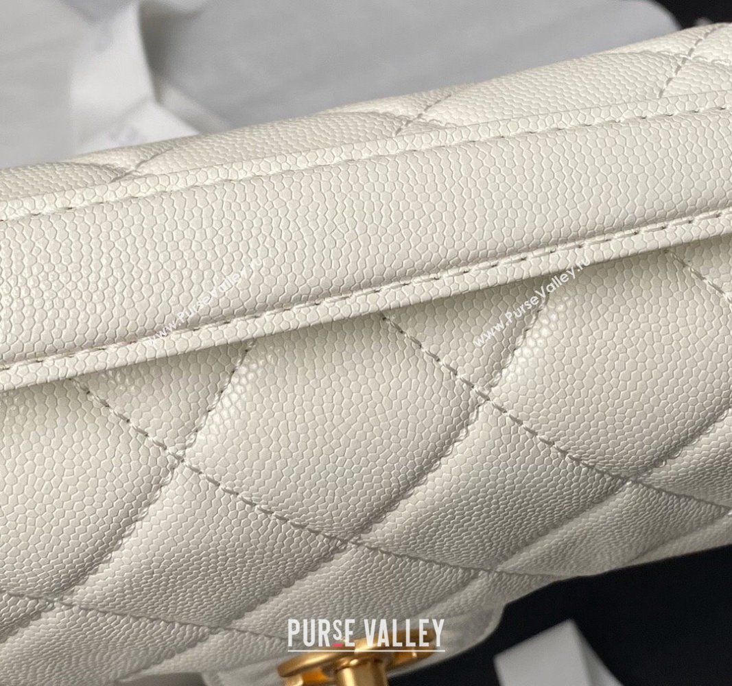 Chanel Grained Calfskin Small Flap bag with Top handle White 2024 AS6262 (yezi-240627027)