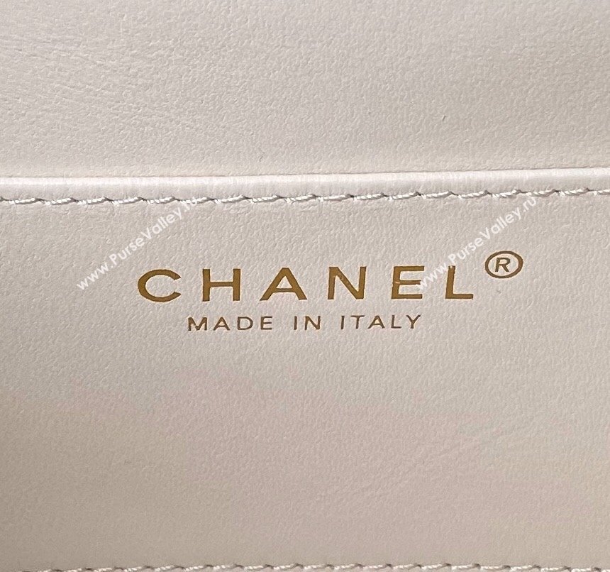 Chanel Grained Calfskin Small Flap bag with Top handle White 2024 AS6262 (yezi-240627027)