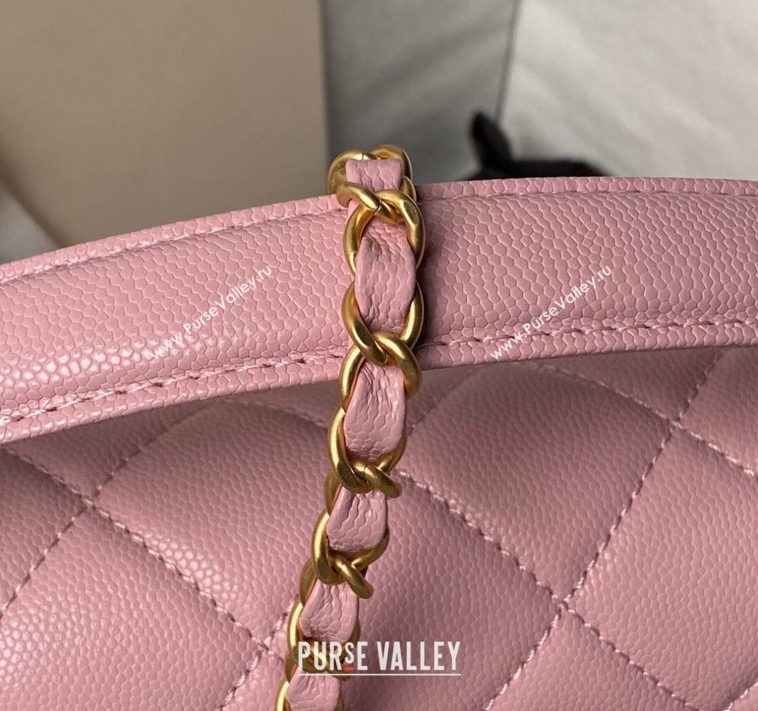 Chanel Grained Calfskin Small Flap bag with Top handle Light Pink 2024 AS6262 (yezi-240627028)