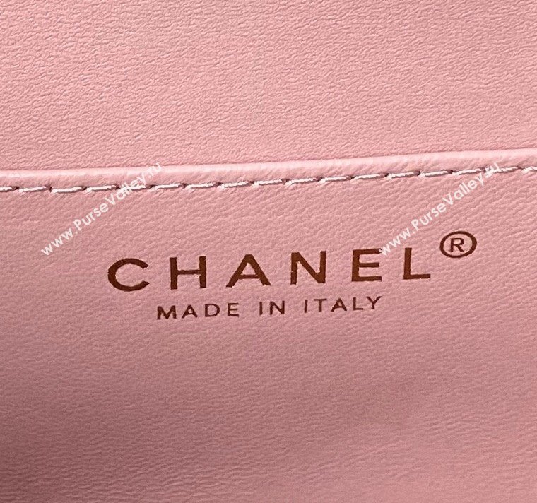 Chanel Grained Calfskin Small Flap bag with Top handle Light Pink 2024 AS6262 (yezi-240627028)