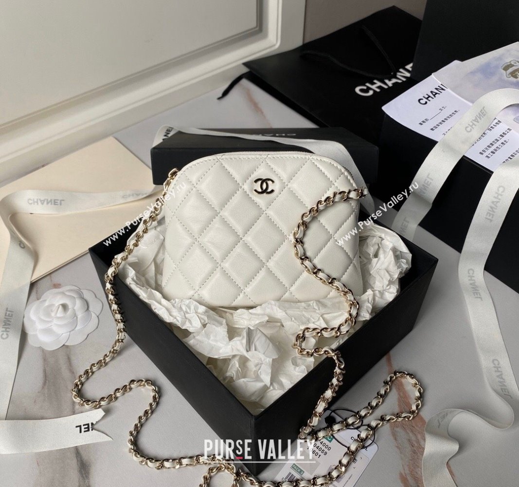 Chanel Lambskin Clutch with Chain White 2024 AP4000 (yezi-240627037)