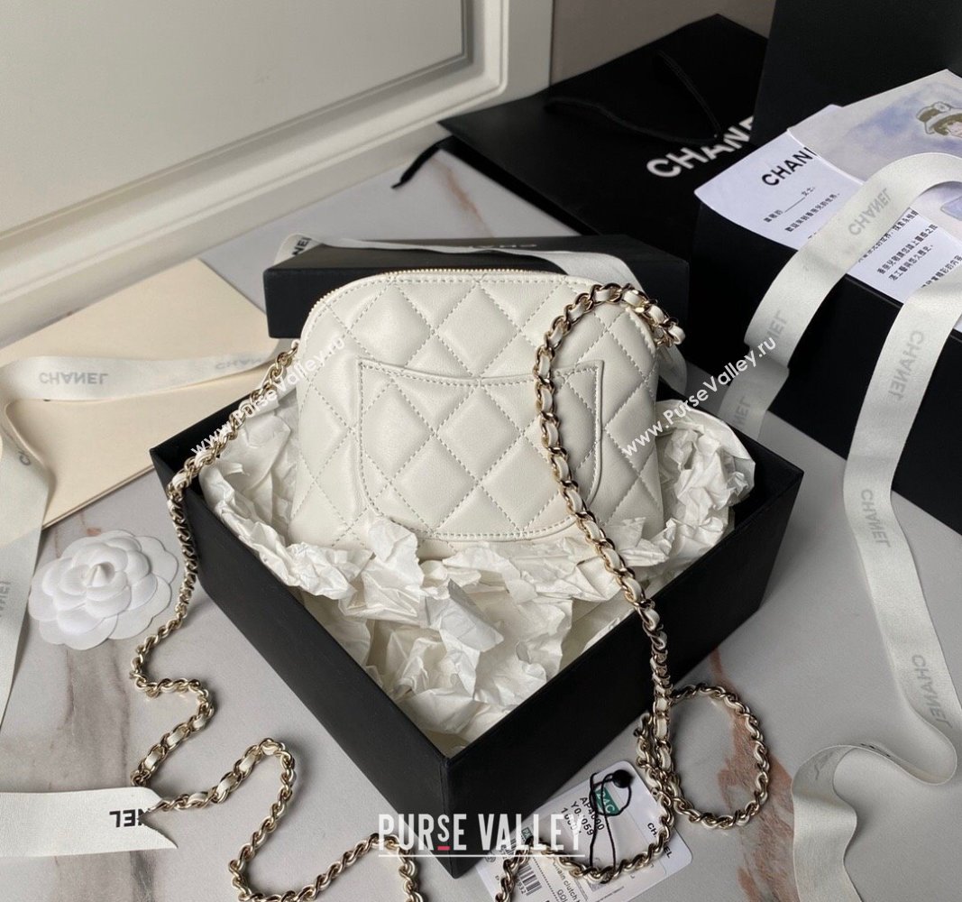 Chanel Lambskin Clutch with Chain White 2024 AP4000 (yezi-240627037)