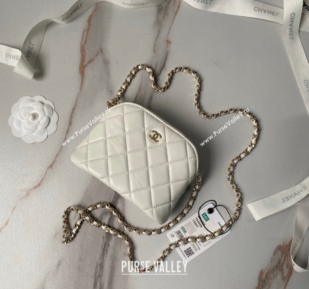 Chanel Lambskin Clutch with Chain White 2024 AP4000 (yezi-240627037)