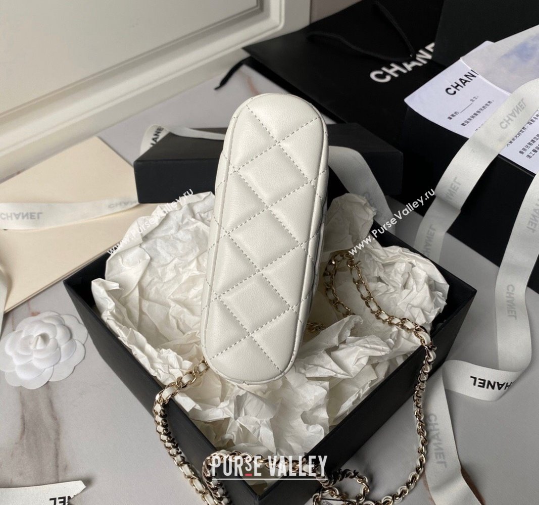 Chanel Lambskin Clutch with Chain White 2024 AP4000 (yezi-240627037)