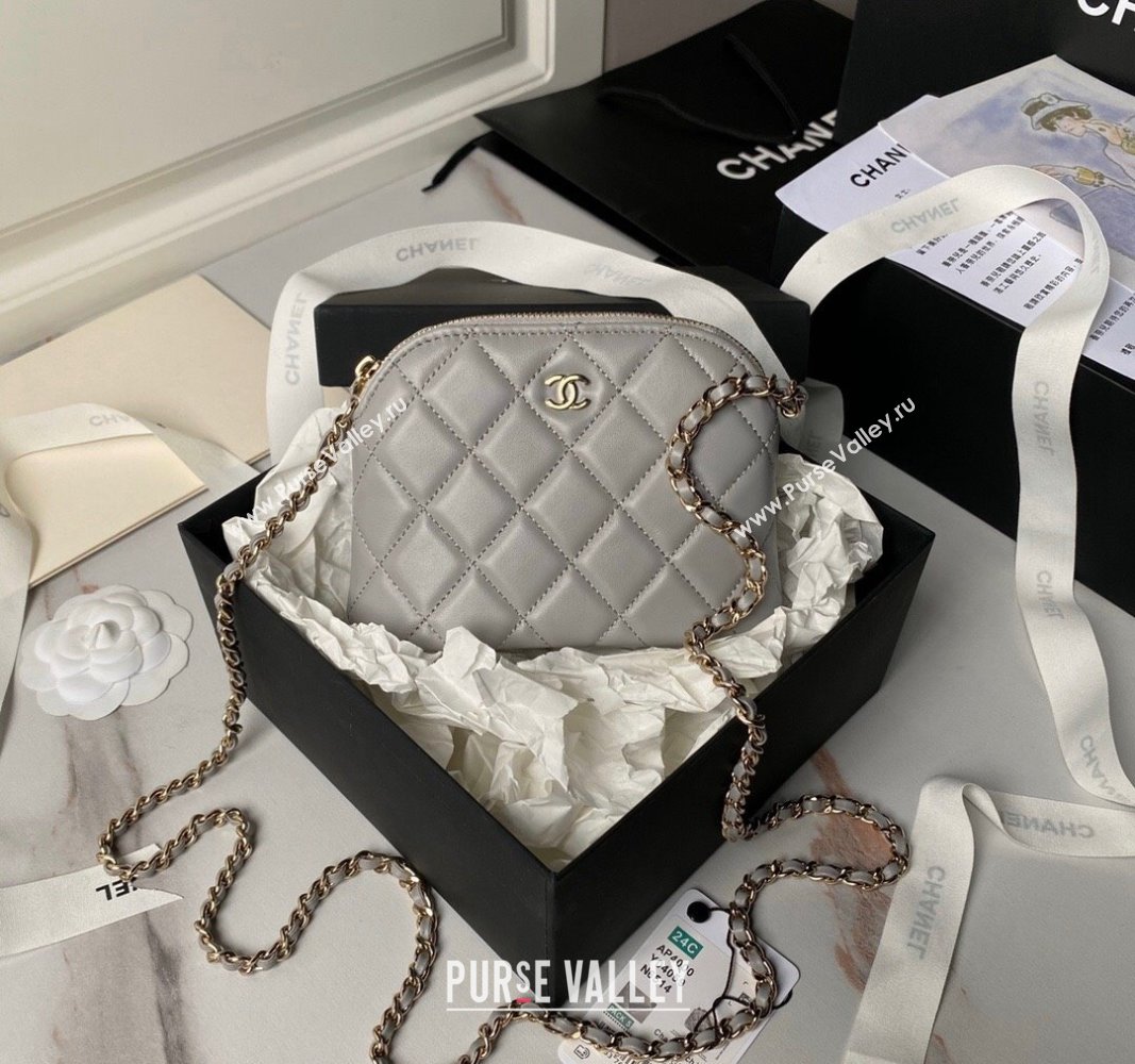 Chanel Lambskin Clutch with Chain Grey 2024 AP4000 (yezi-240627038)