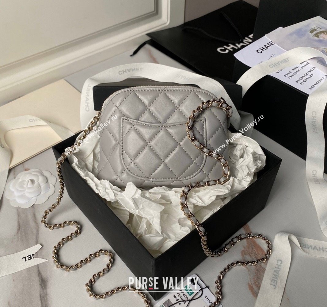 Chanel Lambskin Clutch with Chain Grey 2024 AP4000 (yezi-240627038)