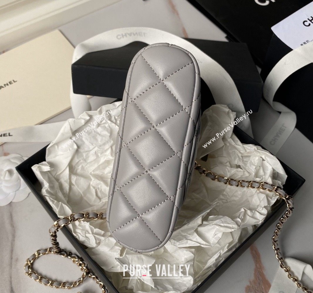 Chanel Lambskin Clutch with Chain Grey 2024 AP4000 (yezi-240627038)