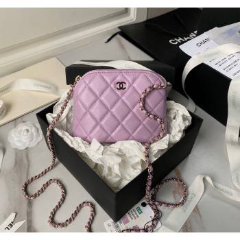 Chanel Lambskin Clutch with Chain Purple 2024 AP4000 (yezi-240627039)