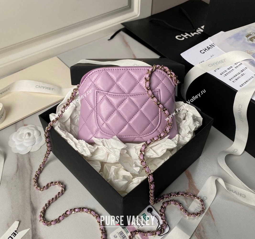 Chanel Lambskin Clutch with Chain Purple 2024 AP4000 (yezi-240627039)