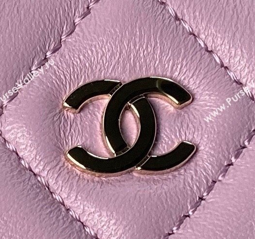 Chanel Lambskin Clutch with Chain Purple 2024 AP4000 (yezi-240627039)