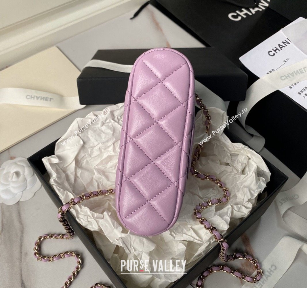 Chanel Lambskin Clutch with Chain Purple 2024 AP4000 (yezi-240627039)