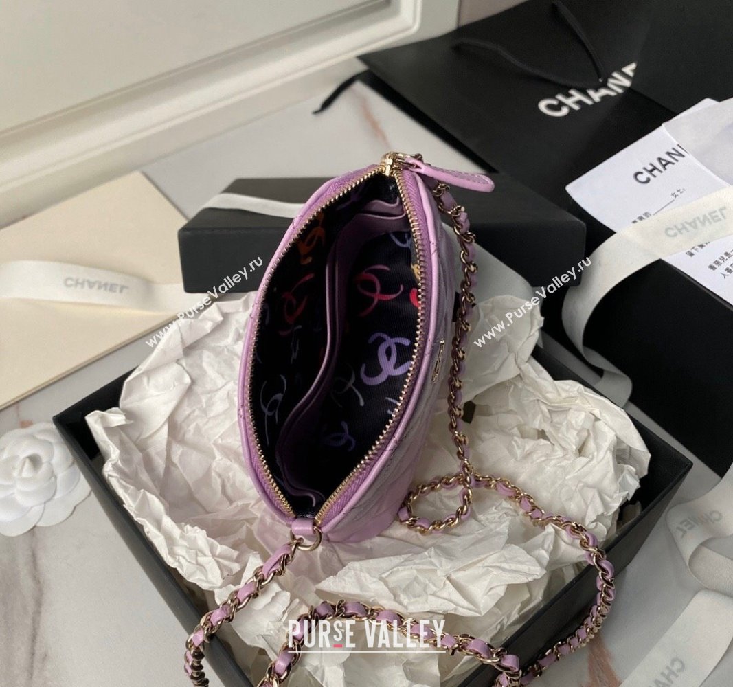 Chanel Lambskin Clutch with Chain Purple 2024 AP4000 (yezi-240627039)