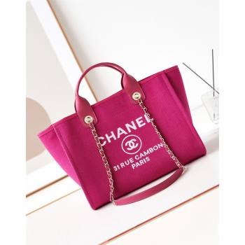 Chanel Deauville Mixed Fibers Calfskin Small Shopping Bag Fuchsia Pink 2024 AS3257 (yezi-240627042)