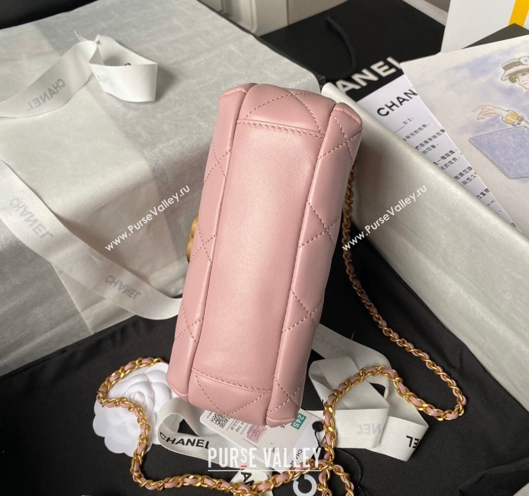 Chanel Shiny Lambskin Mini Flap Bag with Pearls AS4986 Light Pink 2024 (yezi-240627052)