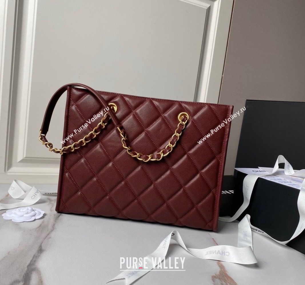 Chanel Grained Calfskin Small Shopping Bag AS4940 Dark Burgundy 2024 (yezi-240627068)