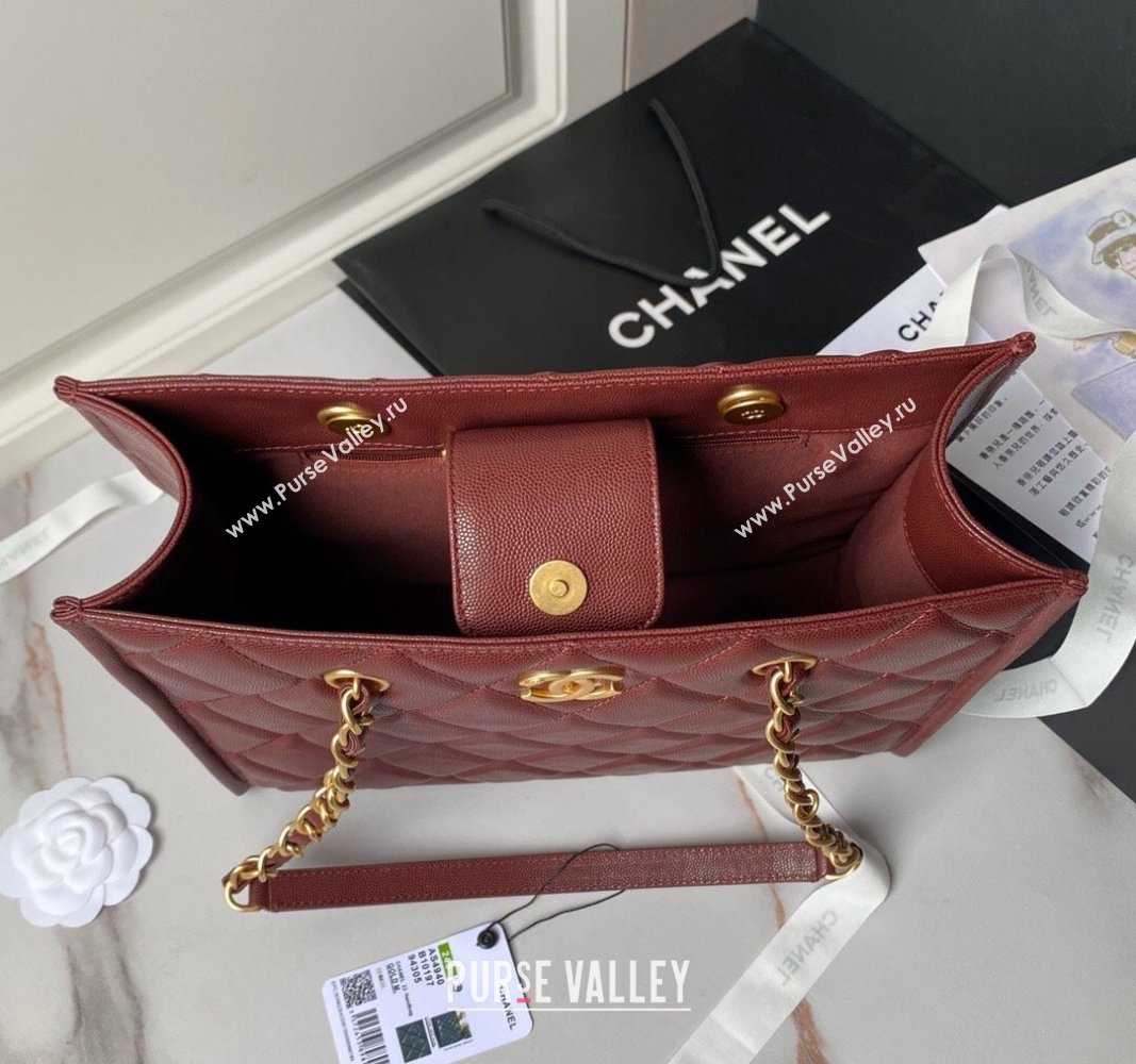 Chanel Grained Calfskin Small Shopping Bag AS4940 Dark Burgundy 2024 (yezi-240627068)