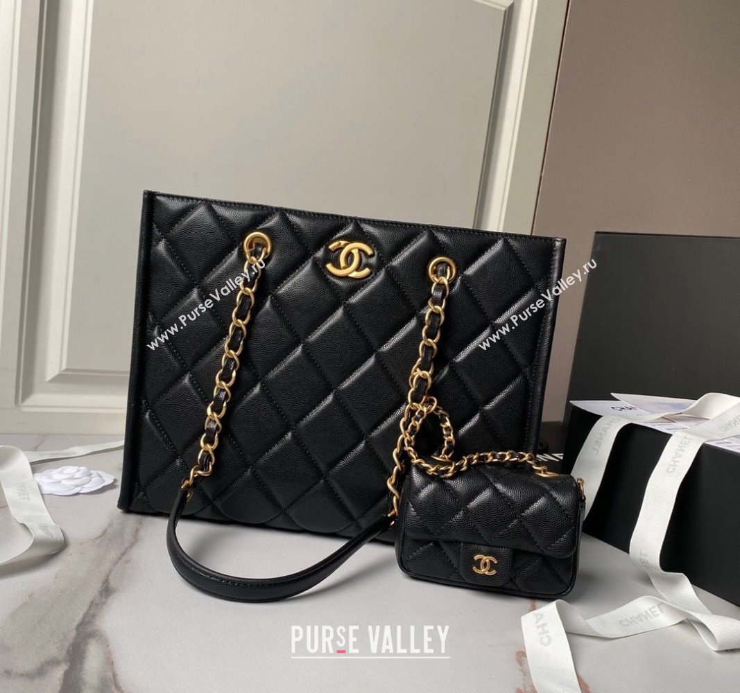 Chanel Grained Calfskin Small Shopping Bag AS4940 Black 2024 (yezi-240627069)