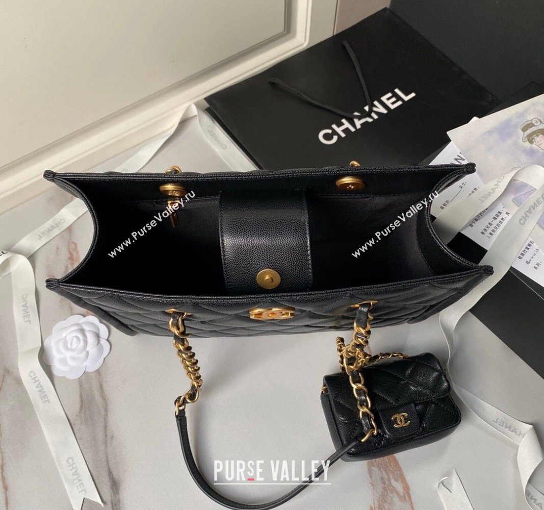 Chanel Grained Calfskin Small Shopping Bag AS4940 Black 2024 (yezi-240627069)