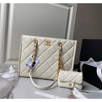 Chanel Grained Calfskin Small Shopping Bag AS4940 White 2024 (yezi-240627070)