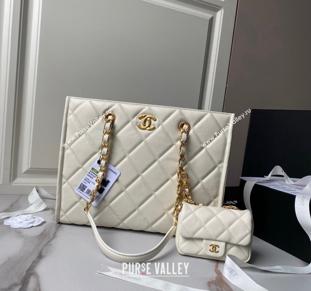 Chanel Grained Calfskin Small Shopping Bag AS4940 White 2024 (yezi-240627070)