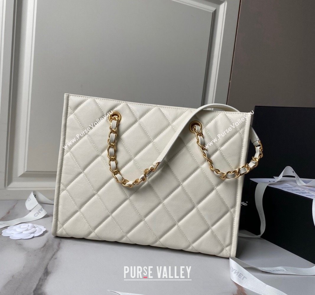 Chanel Grained Calfskin Small Shopping Bag AS4940 White 2024 (yezi-240627070)