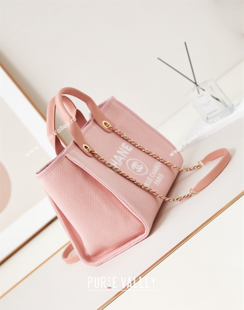 Chanel Deauville Mixed Fibers  Calfskin Small Shopping Bag Light Pink 2024 AS3257 (yezi-240627043)