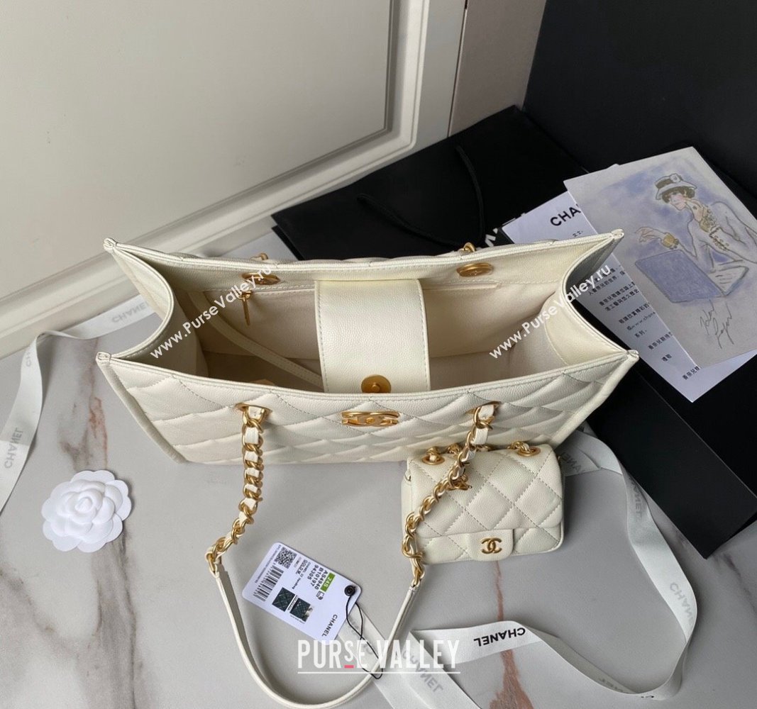 Chanel Grained Calfskin Small Shopping Bag AS4940 White 2024 (yezi-240627070)