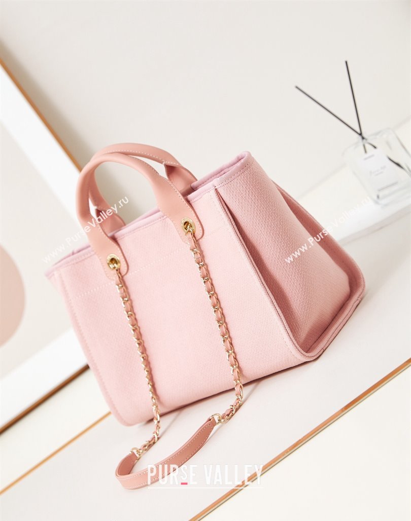 Chanel Deauville Mixed Fibers  Calfskin Small Shopping Bag Light Pink 2024 AS3257 (yezi-240627043)