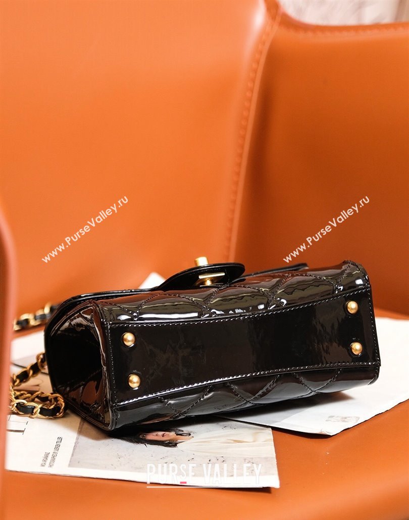 Chanel Patent Calfskin Mini Flap Bag with Top Handle AS4956 Black 2024 (yezi-240627071)