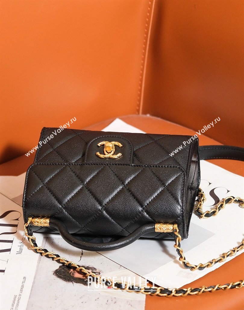 Chanel Grained Calfskin Mini Flap Bag with Top Handle AS4956 Black 2024 (yezi-240627072)