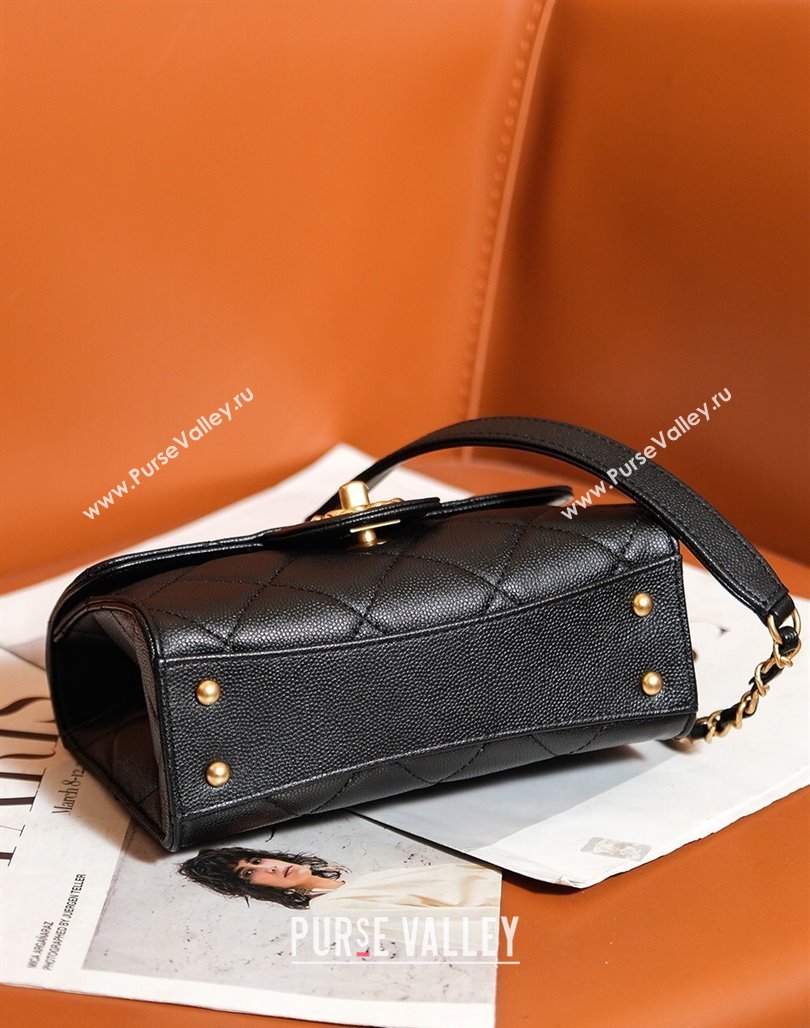 Chanel Grained Calfskin Mini Flap Bag with Top Handle AS4956 Black 2024 (yezi-240627072)