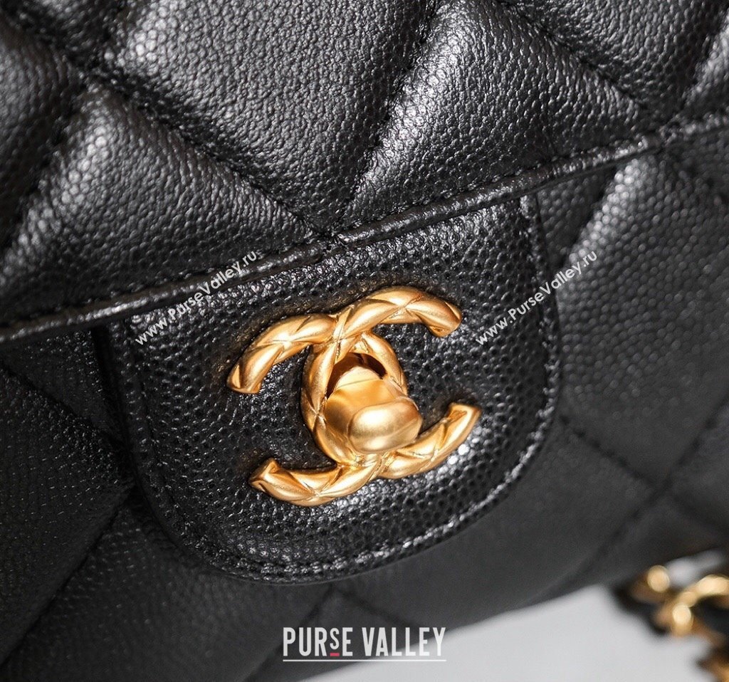 Chanel Grained Calfskin Mini Flap Bag with Top Handle AS4956 Black 2024 (yezi-240627072)