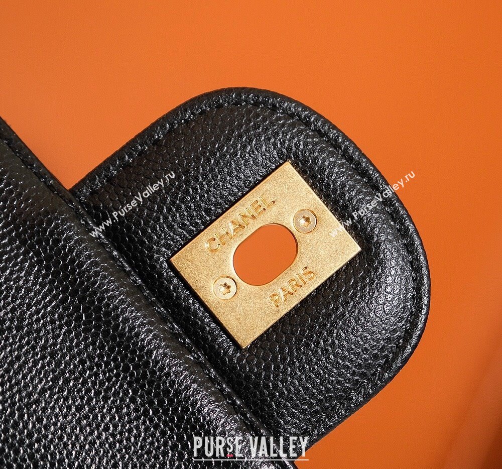 Chanel Grained Calfskin Mini Flap Bag with Top Handle AS4956 Black 2024 (yezi-240627072)